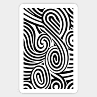 Black and White Abstract Swirly Design Sticker